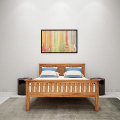 Queen Bed, Queen Bed with Solid Wood, Queen Bed with Brown Color, Queen Bed - EL5051