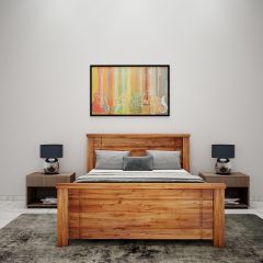 Queen Bed, Bed with Solid Wood, Bed with Brown Color, Queen Bed - EL5055