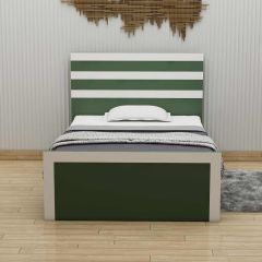 Panel Bed, Panel Bed in Green & White Color, Panel Bed with Storage, Panel Bed - EL5074