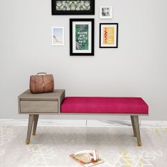Seating Bench, Seating Bench in Wood & Pink, Seating Bench for Living Room, Seating Bench - EL6066