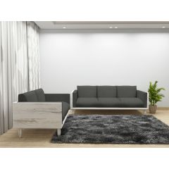 Sofa Set, Solid Wood Sofa, Sofa For Living Room,  Grey & White Wood Color Sofa, Sofa with Grey Fabric,   Sofa Set - EL- 4067