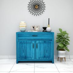 Cabinet, Solid Wood Cabinet, Blue Color Cabinet, Cabinet with Shutter, Cabinet with Open Shelf, Cabinet - IM10062