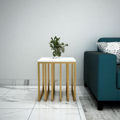 End Table, End Table with White & Gold Color, End Table - IM12101