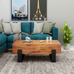 Coffee Table, Coffee Table in Dark Brown Color, Coffee Table with MS Leg in Black finish, Coffee Table - IM12140