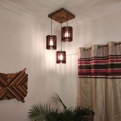 Hanging Light, Hanging Light with Dark Brown Color, Hanging Light in Wood, Hanging Light for Living & Dining Area, Hanging Light - IM14042