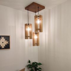 Hanging Light, Hanging Light with Dark & Light Brown Color, Hanging Light in Wood, Hanging Light for Living & Dining Area, Hanging Light - IM14043