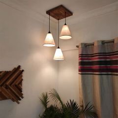 Hanging Light, Hanging Light with Dark Brown & Beige Color, Hanging Light in Wood, Hanging Light for Living & Dining Area, Hanging Light - IM14049