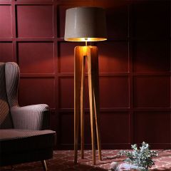 Floor Lamp, Floor Lamp with Brown & Beige Color, Floor Lamp in Wood, Floor Lamp for Living & Bedroom Area, Floor Lamp - IM14050