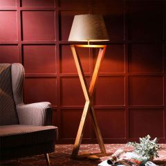 Floor Lamp, Floor Lamp with Brown & Beige Color, Floor Lamp in Wood, Floor Lamp for Living & Bedroom Area, Floor Lamp - IM14052