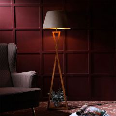 Floor Lamp, Floor Lamp with Brown & Beige Color, Floor Lamp in Wood, Floor Lamp for Living & Bedroom Area, Floor Lamp - IM14053