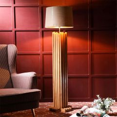 Floor Lamp, Floor Lamp with Brown & Beige Color, Floor Lamp in Wood, Floor Lamp for Living & Bedroom Area, Floor Lamp - IM14054