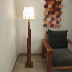 Floor Lamp, Floor Lamp with Brown & Yellow Color, Floor Lamp in Wood, Floor Lamp for Living & Bedroom Area, Floor Lamp - IM14069