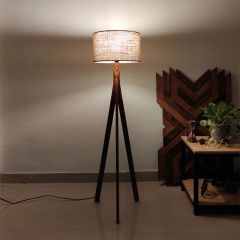 Floor Lamp, Floor Lamp with Brown & Beige Color, Floor Lamp in Wood, Floor Lamp for Living & Bedroom Area, Floor Lamp - IM14084