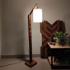 Floor Lamp, Floor Lamp with Brown & Off White Color, Floor Lamp in Wood, Floor Lamp for Living & Bedroom Area, Floor Lamp - IM14086