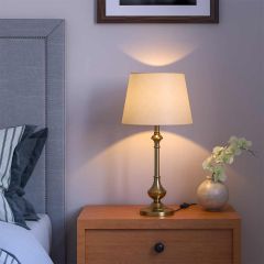 Table Lamp, (DTT AL541BAE) Divine Trend, Table Lamp With Gold & Beige Color, Table Lamp In Aluminium, Table Lamp For Living & Bedroom Area, Table Lamp - IM14149