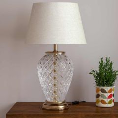 Table Lamp, (DTT CG504BAE) Divine Trend Table Lamp With Gold & Beige Color, Table Lamp In Brass & Glass, Table Lamp For Living & Bedroom Area, Table Lamp - IM14155