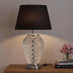 Table Lamp, (DTT CG504NE) Divine Trend, Table Lamp With Silver & Black Color, Table Lamp In Glass, Table Lamp For Living & Bedroom Area, Table Lamp - IM14156