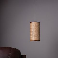 Hanging Lamp(KCHCL5), Brown Color Hanging Lamp, Bamboo Starnet Cylindrical Hanging Lamp Shade, Hanging Lamp - IM14163