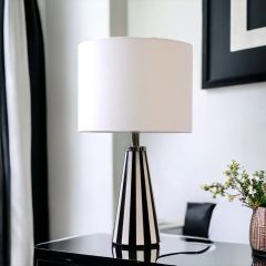 Table Lamp, Cleo Resin (Home Blitz), Nightstand Lamp, White & Black Color Table Light, Table Lamp - IM14210