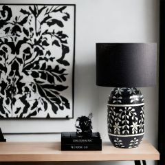 Table Lamp, Kalla Petal (Home Blitz), Nightstand Lamp, Black Color Table Light, Table Lamp - IM14214