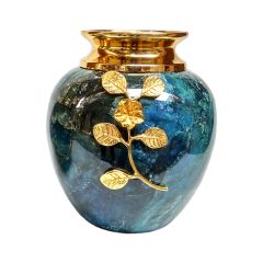 Vase, Vase with Blue & Golden Color, Vase for Metal, Vase for Home Decor, Vase - IM15107