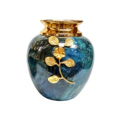 Vase, Vase with Blue & Golden Color, Vase for Metal, Vase for Home Decor, Vase - IM15108