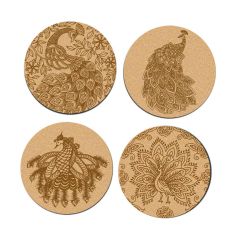 DIY Traditional and Floral Art MDF Wooden Coasters with Brush and Colors, Mandala Coasters, DIY Coastesr, Beige Color Coasters, Set OF 4 Coasters, Coasters & Plates - IM15169
