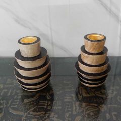 Ch09, Candle Holder handcrafted unique carving design (set of 2), Candle Holder - IM15291