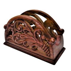 Tissue Paper napkin holder Handmade carving on rosewood Color premium quality table d�cor product, Brown natural color, Tissue Holder - IM15294