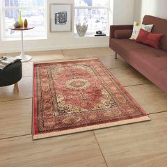 Rugs, (Presto) ICLVI45ORANGEC4X6, Orange Traditional Silk Carpet, Rug-IM15938
