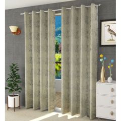 Curtain, (Presto) ICADN51_D2, Beige & Black color Textured Door curtain Set of 2, Curtain-IM15944