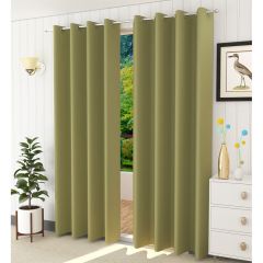 Curtain, (Presto) ICBLK10_D2, Green colour solid Door curtain Set of 2 , Curtain-IM15949