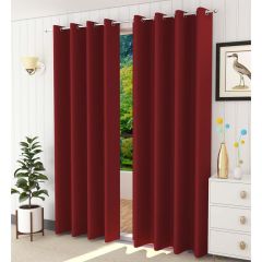 Curtain, (Presto) ICBLK22_D2, Red colour solid Door curtain Set of 2 , Curtain-IM15955