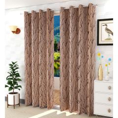Curtain, (Presto) ICKKB212_D2, Brown colour Abstract Jacquard Door curtain Set of 2, Curtain-IM16017