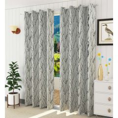 Curtain, (Presto) ICKKB215_D2, Black colour Abstract Door curtain Set of 2, Curtain-IM16019