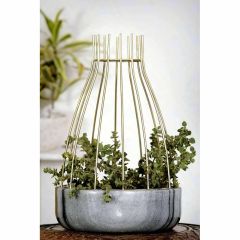 Table Accessory(MPL0023), Grey Marble Base with Gold Metal Web Planter, Planter - IM16034