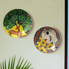 Traditional Art Decorative Ceramic Designer Plates with Stand for Home & Office, Wall Art, Wall Art - IM2087