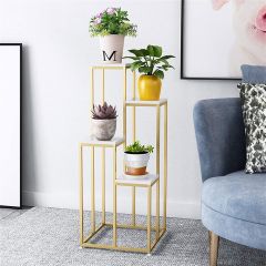 Planter Stand, NR005(N.R.HOMESDECOR), Modern Corner Flower Pots Planter Stand with White & Gold Color, Planter Stand - IM2358