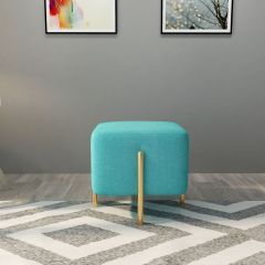 Ottomans, Ottomans in Blue & Golden Color, Ottomans with Metal Legs, Ottomans - IM6060