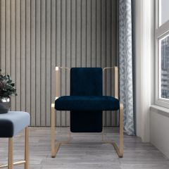 Chair, Blue & Gold Color Chair, Chair with Living Room, Modern Chair Design, Chair - IM6158