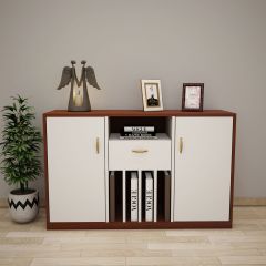 Office Cabinet, Wood & White Office Cabinet, Office Cabinet with Shutter, Office Cabinet with Open Shelf, Office Cabinet With Drawer, Office Cabinet - IM - 10024