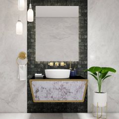 Vanity/Water Resistant Vanity in PVC laminate finish,Bathroom Vanity in water resistant finish,bathroom wall hanging unit with PVC  finish-EL248