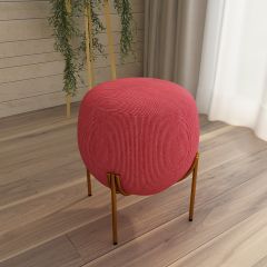 Ottoman in red suede fabric, ottoman for living/office area, ottoman/pouffe for foyer area, Ottoman-EL593