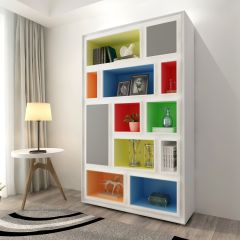 Book storage with shelves, Outer finish in white colour and inner shelves are in multiple PU matte paint finish -IM 1003