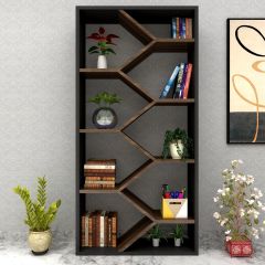 Book storage with shelves, Outer finish in grey PU matte paint and inner shelves are in laminate finish , -IM 1004