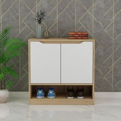 Light Brown Shoe Rack with Shutter and Open Shelf, Wooden Shoe Cabinet  VT-10090