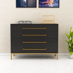 Chest of Drawer, Black Color Cabinet, Chest of Drawer with Drawer, Chest of Drawer with MS Leg in Gold Finish, Chest of Drawer - VT11044