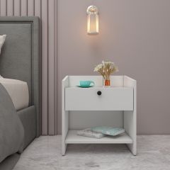 Bedside Table, Nightstand Table, White Color Bedside Table, Side Table with Drawer, Bedside Table - VT12217