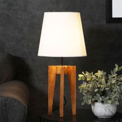 Table Lamp, Table Lamp with Dark Brown & White Color, Table Lamp in Wood, Table Lamp for Living & Bedroom Area, Table Lamp - VT14052