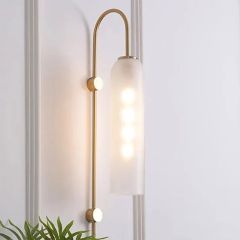 Wall Light, Luke Wall Lamp(Sizzling Lights), Classical Cum Mordern Light, Gold & White Color Wall Light, Frosted Cylindrical Glass Shade, Wall Light - VT14165